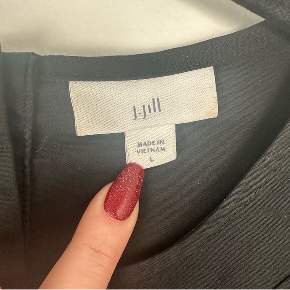 J. Jill Asymmetrical Tunic Size Large Black Stretch Minimalist Wardrobe Staple - Picture 5 of 7